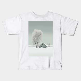 Swedish Winter Cottage Minimalist Art Print Kids T-Shirt